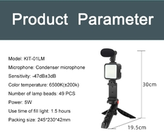 Mamen kit de vlog profissional equipamento de filmagem com tripé controle bluetooth para câmera slr smartphone conjunto youtube na internet