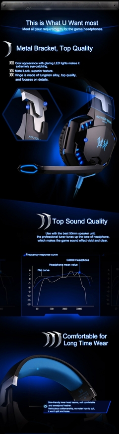 EC-062000 Kotion EACH G2000 Fones de ouvido estéreo para jogos de computador Melhor casque fone de ouvido para jogos de graves profundos com microfone de luz LED na internet