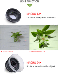 Apexel Phone Camera Macro Lente 12-24X Super Macro Lente para iPhone 11/12 Xiaomi Samsung Galaxy Universal 2 em 1 Clip Lente Móvel - Hi Tech Tecnologia
