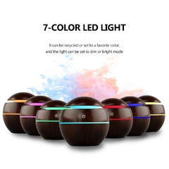 130 ml usb difusor de aroma ultrassônico umidificador de névoa fria purificador de ar 7 mudança de cor led luz noturna para escritório em casa - comprar online