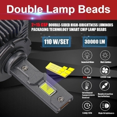 D1S D3S LED Faróis 110W D1R D2S D2R D3R D4S D4R D8R Turbo LED 30000LM CSP Chip 6000K Branco Mais Brilhante Canbus