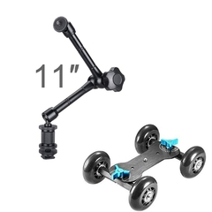 11|7 polegadas Magic Arm Dolly Car Móvel Rolling Camera Slider Estabilizador Vlog Track Rail Action Camera Acessórios de Fotografia Kits