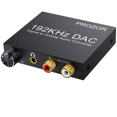 Imagem do 192kHz conversor DAC digital óptico coaxial Toslink para analógico l/r rca 3.5mm jack adaptador conversor de áudio com controle de volume