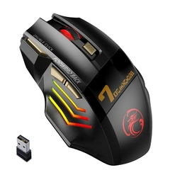 Rato de computador sem fio RGB Rato Gamer Rato ergonômico para jogos Rato silencioso recarregável Rato USB sem fio para laptop PC