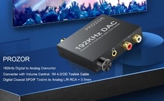 192kHz conversor DAC digital óptico coaxial Toslink para analógico l/r rca 3.5mm jack adaptador conversor de áudio com controle de volume