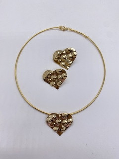 CONJUNTO ARO C/ BRINCO CORAÇÃO CHAPA BOLHA