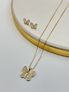 CONJUNTO BORBOLETA VAZADA COM DETALHE PRATA