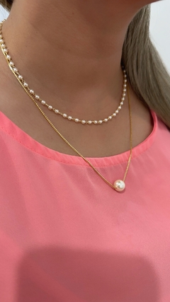 Colar pérolas 40cm banho ouro 18k na internet