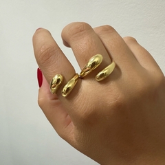 Anel duas ganas ajustável banhado a ouro 18k