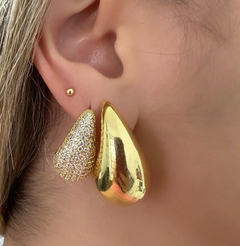 Brinco gota grande luxo banhada a ouro 18k - loja online