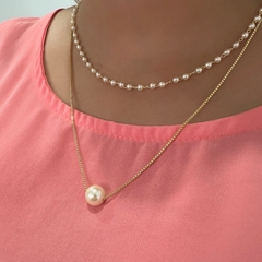 Colar pérolas 40cm banho ouro 18k