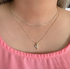 Choker Dupla coração cravejado banho ouro 18k - comprar online