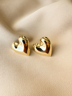 Brinco Coração Amor Perfeito - em banho ouro 18k