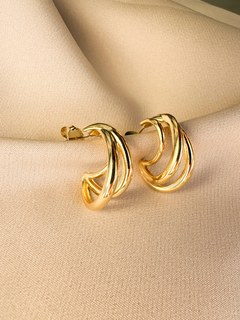Brinco Argola 3 fios - em banho ouro 18k