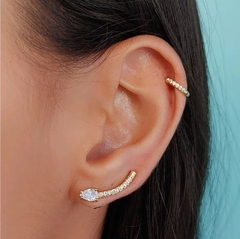 Brinco ear cuff cravejado de zircõnias cristal banho ouro