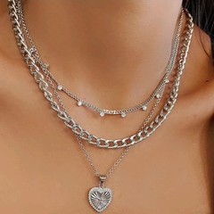 Choker de elos em correntaria texturizada - banho ródio