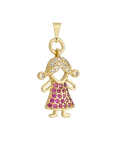 Pingente menina cravejado - banho ouro - comprar online
