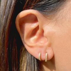 Brinco de Argola Zircônia Branca - Dourado na internet
