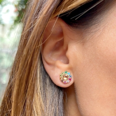 Brinco Cristal Morganita Flor