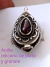 Anillo relicario de pura plata 925 y granate