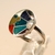 Anillo de plata peruana con piedras naturales engarzadas