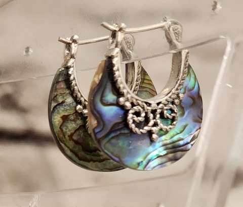 Aros de plata y nácar tornasolado originales de tailandia