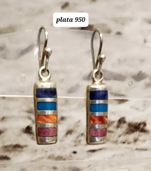 Aros de plata 950 con piedras naturales engarzadas