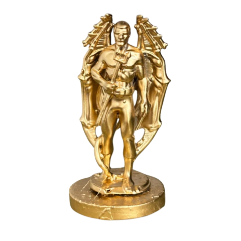 Miniatura Orixas e Guias Resina 3D Dourada 5 cm Modelo:Exu Morcego