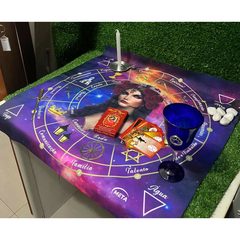 Toalha de Tecido Cigana Leitura Tarot Baralho 70 x 70 cm - Margaran Comércio