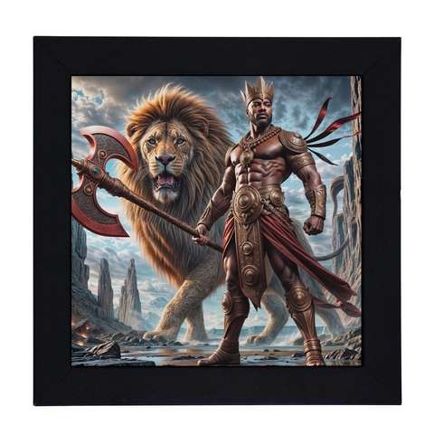 Quadro Orixa Xango Moldura Preta 18 x 18 cm