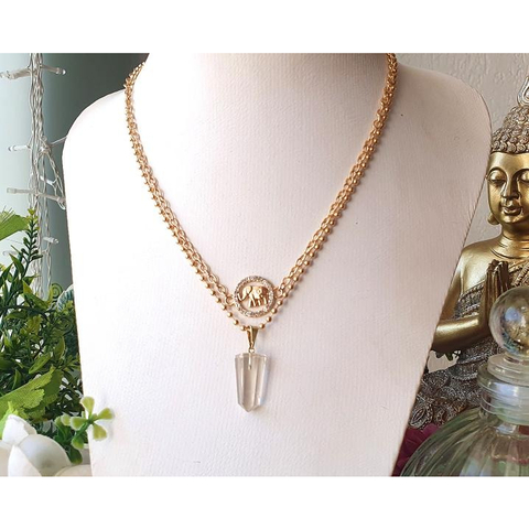 COLAR DE CITRINO DUPLO SHARANAM GANESH