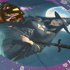 A Legitima Toalha Jogo Cartas Bruxa Tocha Wicca 70x70cm Roxa - Margaran Comércio