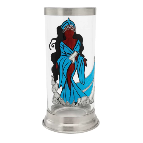 Suporte Vela 7 Dias 19cm Pintura Manual Orixas e Guias Modelo:Iemanja Negra