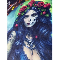 A Legitima Toalha Tecido Jogo Cartas Rosa Caveira 70x70cm - comprar online