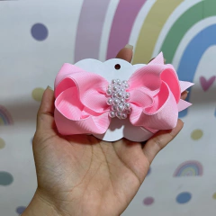 Laço Pérolas Rosa Bebê