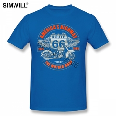 Route 66 America Highway T-shirt Masculina Respirável Manga Curta Algodão na internet