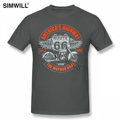 Route 66 America Highway T-shirt Masculina Respirável Manga Curta Algodão na internet