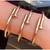 Bracelete Formato Prego Liso Folheado a Ouro 18k.