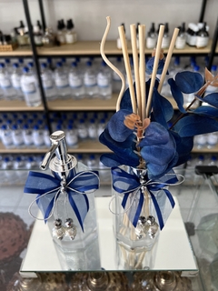 Kit Torre Sextavado 200ml Cristal com Azul - Atelie Mari Venâncio