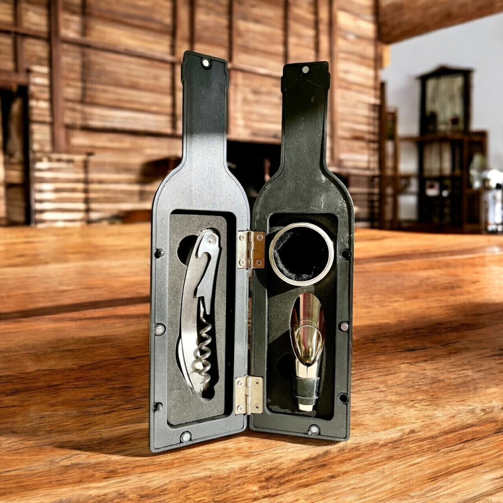 Botella imantada de vino con accesorios