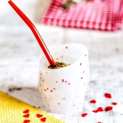 Mate Geométrico Con Bombilla Corazones Amor