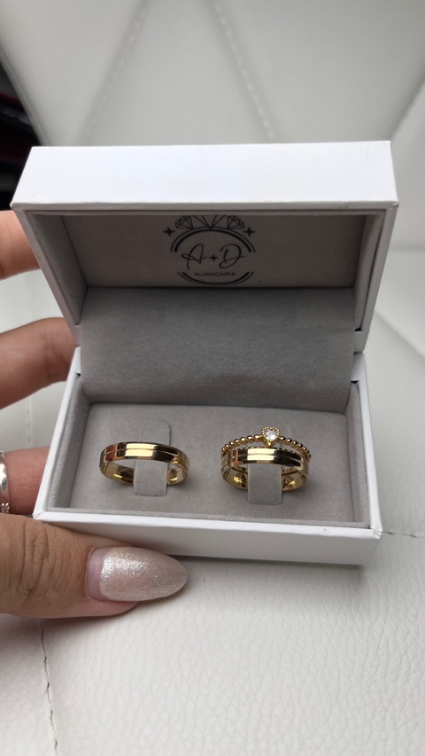 Aliança Prata950k Banhada Ouro18k AB01