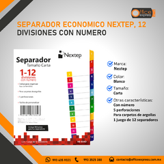 NE-034D SEPARADOR ECONOMICO NEXTEP, 12 DIVISIONES CON NUMERO - comprar en línea