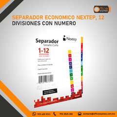 NE-034D SEPARADOR ECONOMICO NEXTEP, 12 DIVISIONES CON NUMERO - Office Express