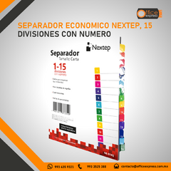 NE-034Q SEPARADOR ECONOMICO NEXTEP, 15 DIVISIONES CON NUMERO - Office Express