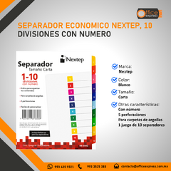 NE-034Z SEPARADOR ECONOMICO NEXTEP, 10 DIVISIONES CON NUMERO - comprar en línea