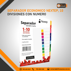 NE-034Z SEPARADOR ECONOMICO NEXTEP, 10 DIVISIONES CON NUMERO - Office Express