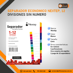 NE-035D SEPARADOR ECONOMICO NEXTEP, 12 DIVISIONES SIN NUMERO - comprar en línea