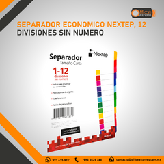 NE-035D SEPARADOR ECONOMICO NEXTEP, 12 DIVISIONES SIN NUMERO - Office Express