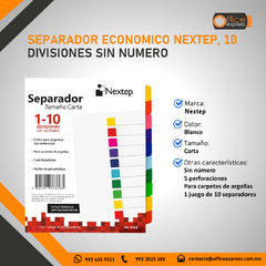 NE-035Z SEPARADOR ECONOMICO NEXTEP, 10 DIVISIONES SIN NUMERO - comprar en línea